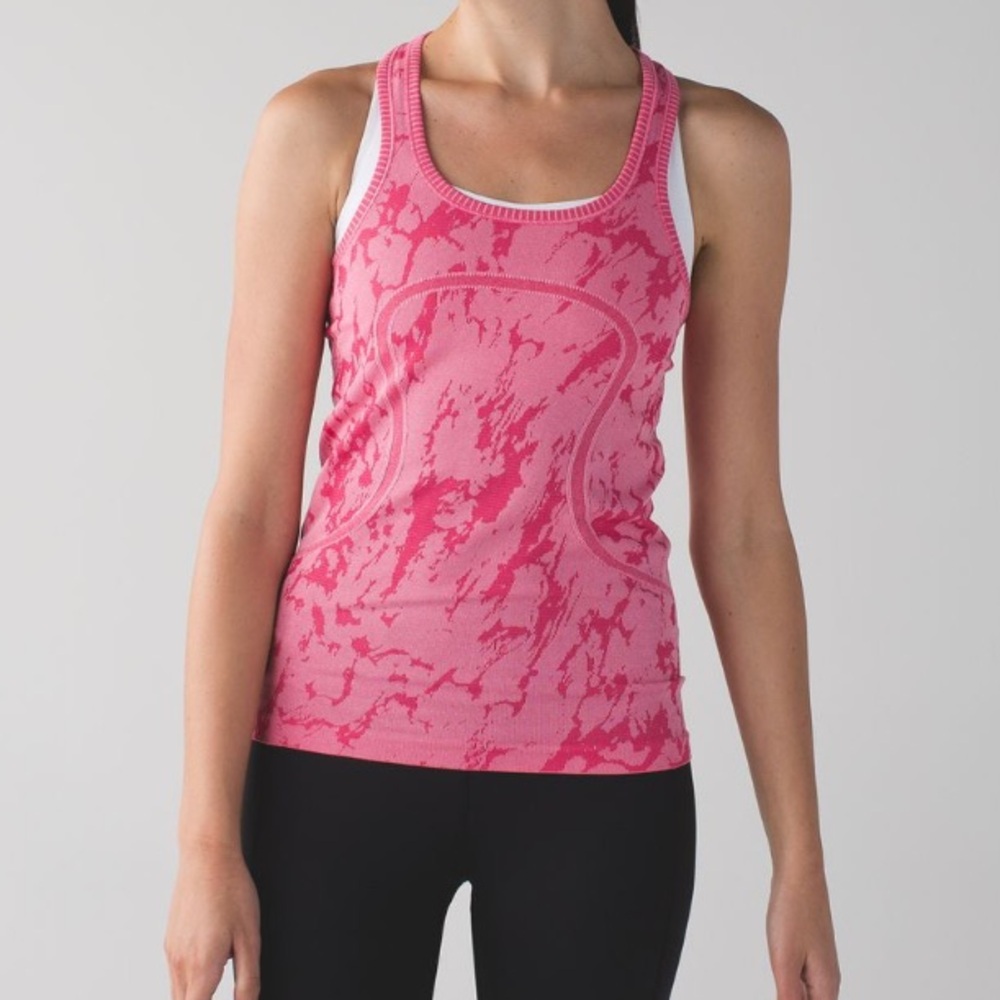 Lululemon swiftly tech racerback tank top pink camo Heathered Bon Bon